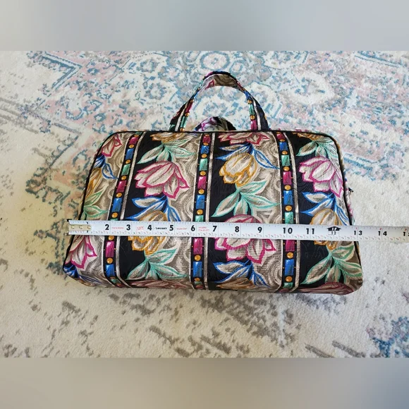 Vintage Christian Dior Floral Print Multi Color Zip Around Bag NWT Designer Boho - Picture 6 of 16